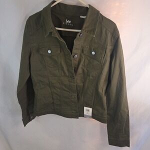 Lee Riders Indigo Cotton Denim Jean Jacket Army Dill Green Women's L Classic